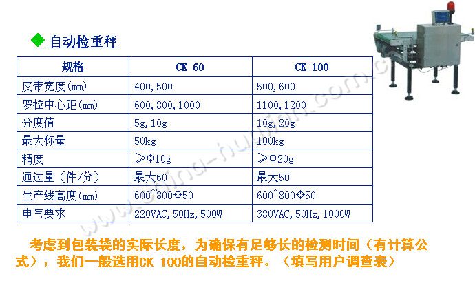 全自动大袋包装生产线配套用自动检重秤